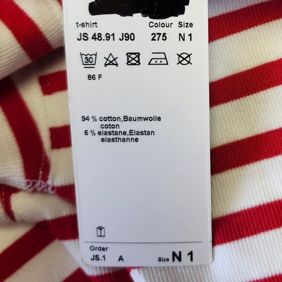 Marc Cain Women's Red & White Striped Top W/Rounded Neck Size 2 & 10 - Picture 4 of 8